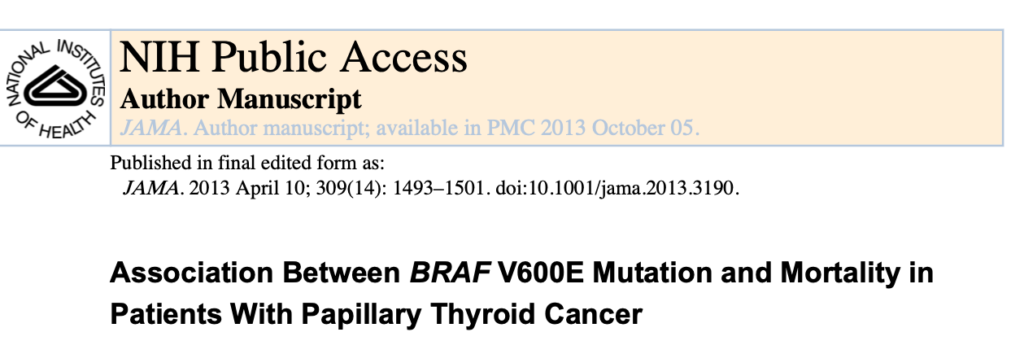 μετάλλαξη braf v600e θηλώδης καρκίνος θυρεοειδούς